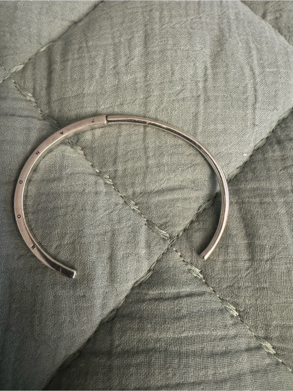 Pandora Silver Open Cuff Bracelet with Logo Detail